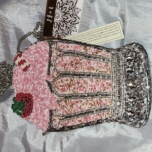 From India To You Beaded Pink Milkshake Crossbody Bag